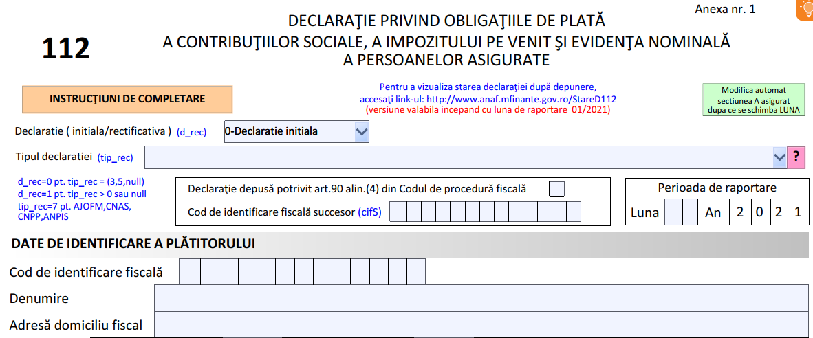 OFICIAL - formularul 112 s-a modificat. Ce contine noul model al declaratiei?